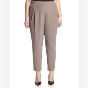 Joan Vass cocoa draped pocket silk pants